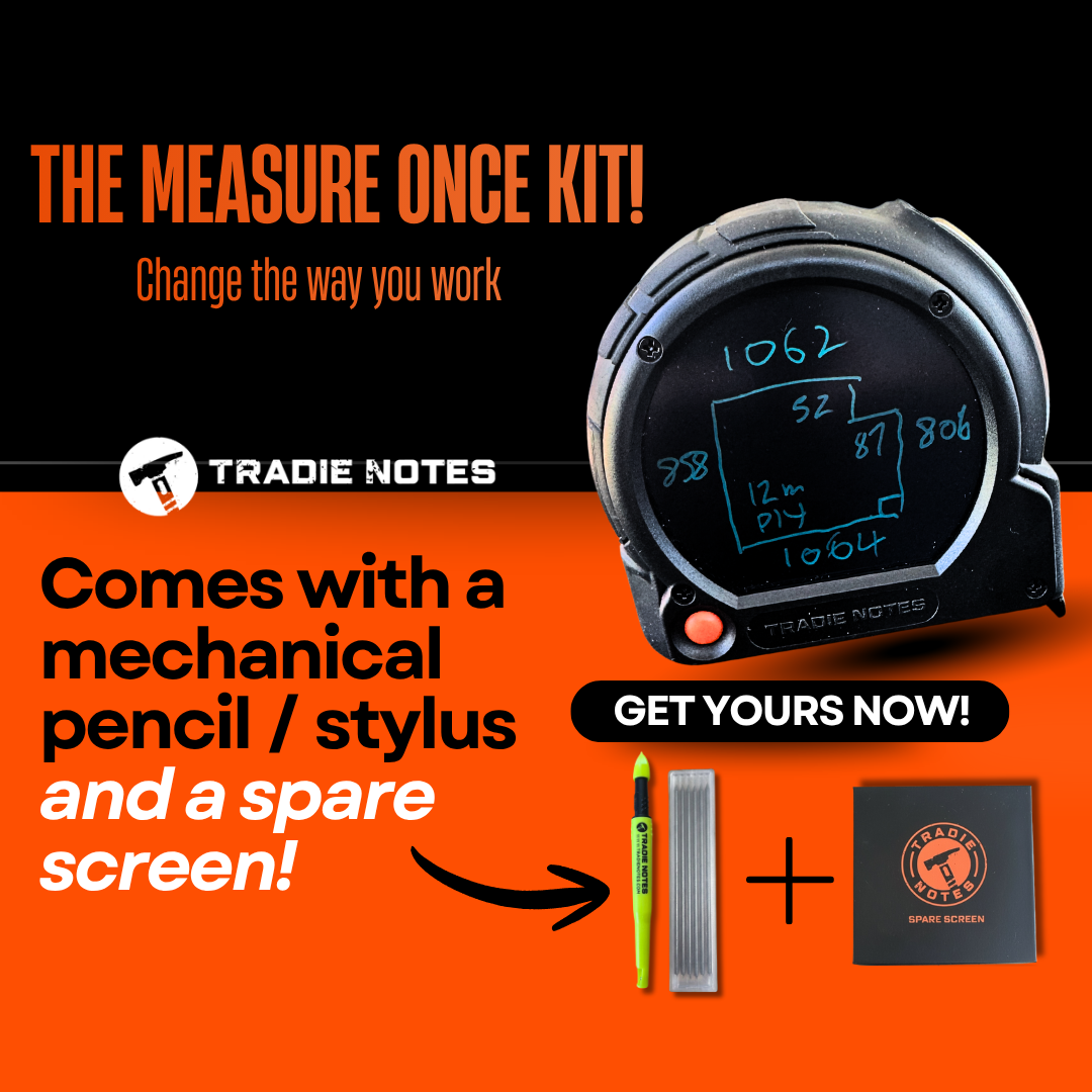 Tradie Notes Tape Measure 8m Kit